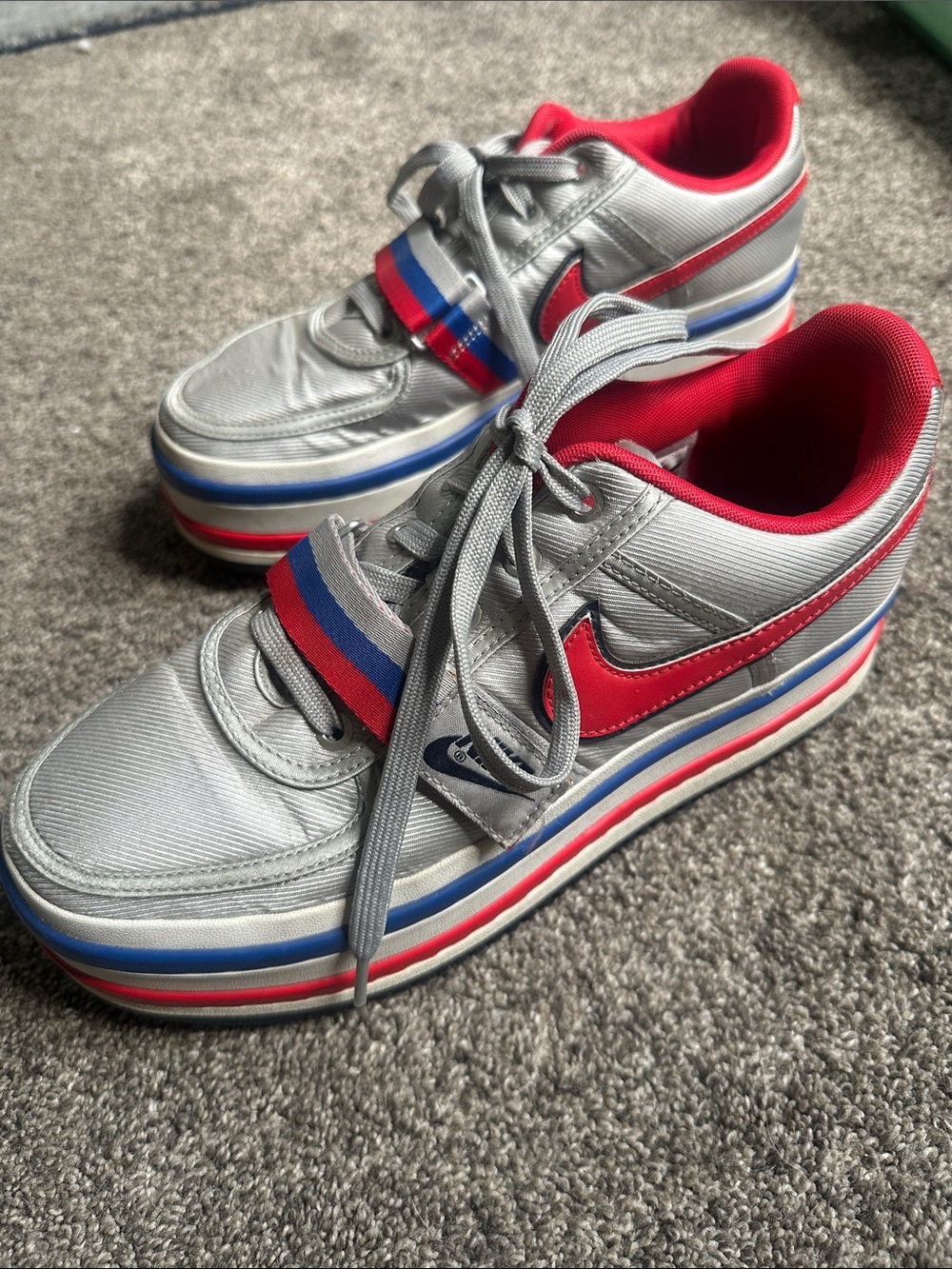 Nike Silver, Red & Blue Platform Sneakers